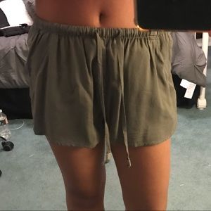 olive green flow-y shorts